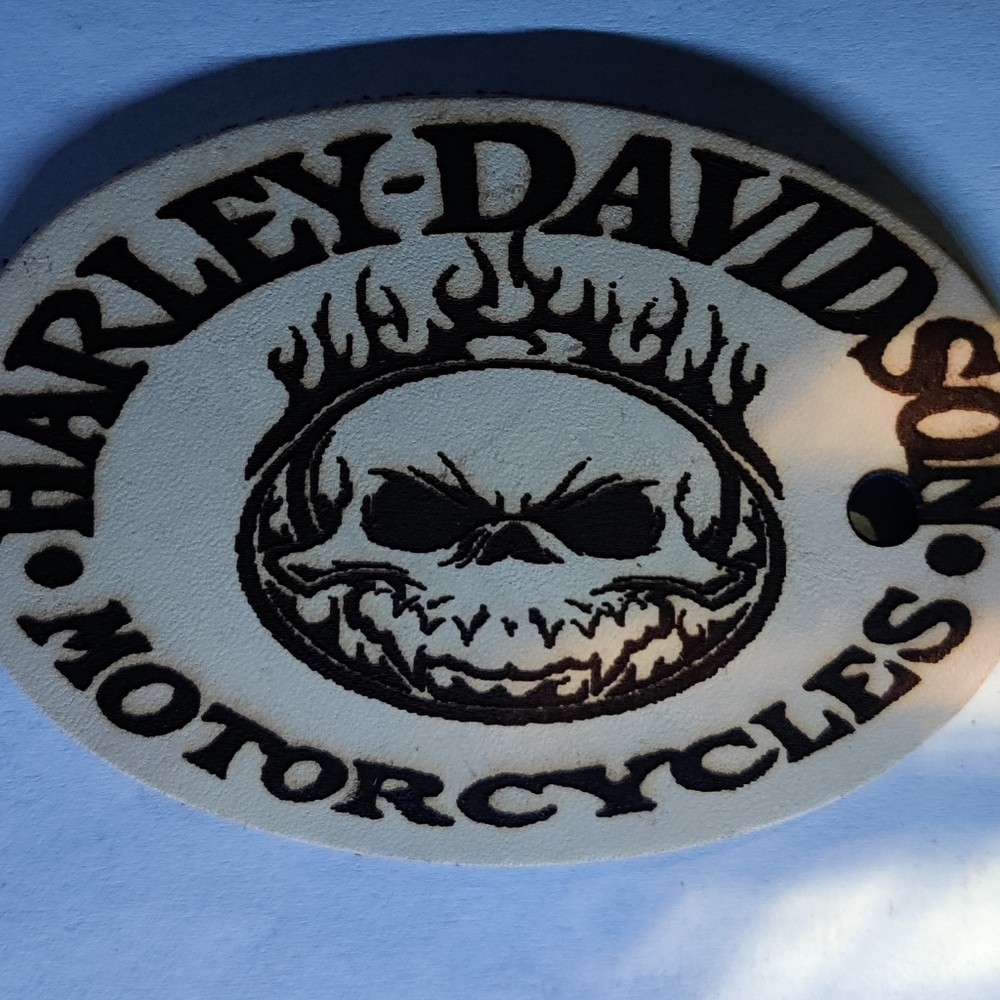 Harley Davidson skull leather patch personalized